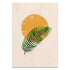 Boho Wall Art Canvas Painting Sun Moon Plants