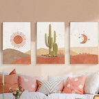 Abstract Landscape Sun and Moon Scene Boho