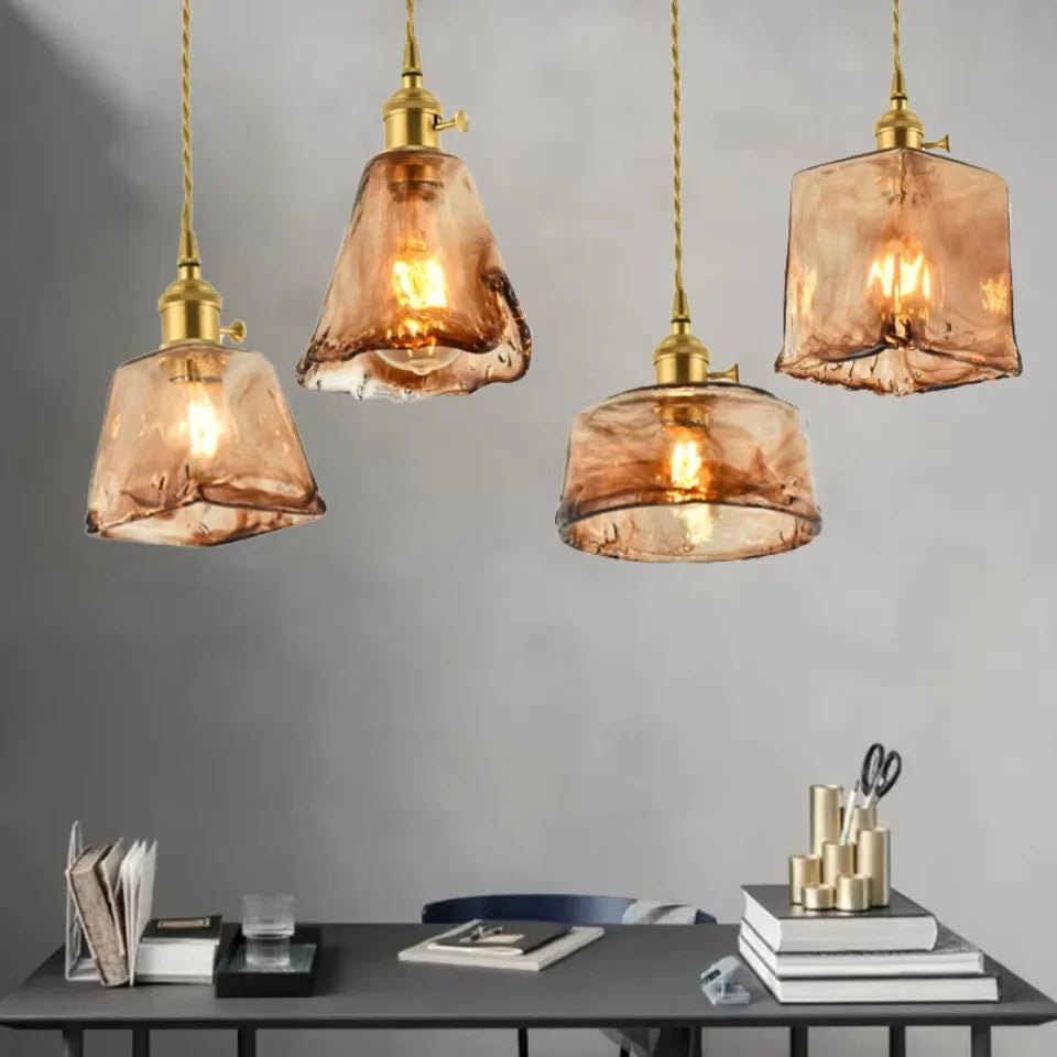 Guérip American Retro Brass Glass Pendant Lamp
