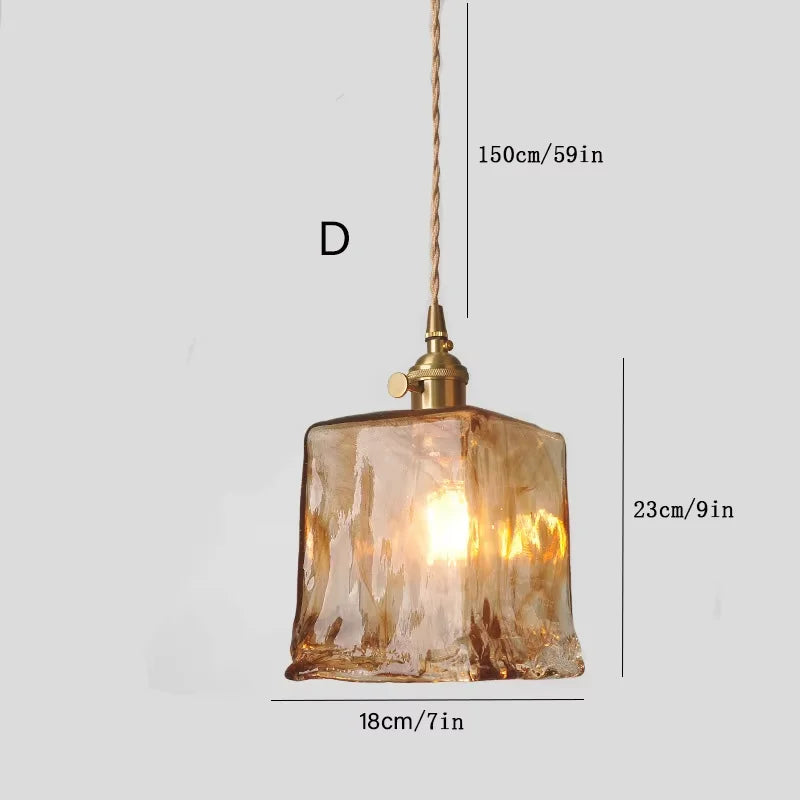 Guérip American Retro Brass Glass Pendant Lamp