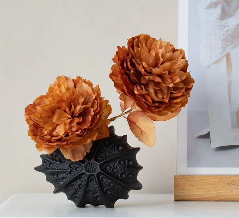 Norév Ceramic Vase Sea Urchin Shape Figurines