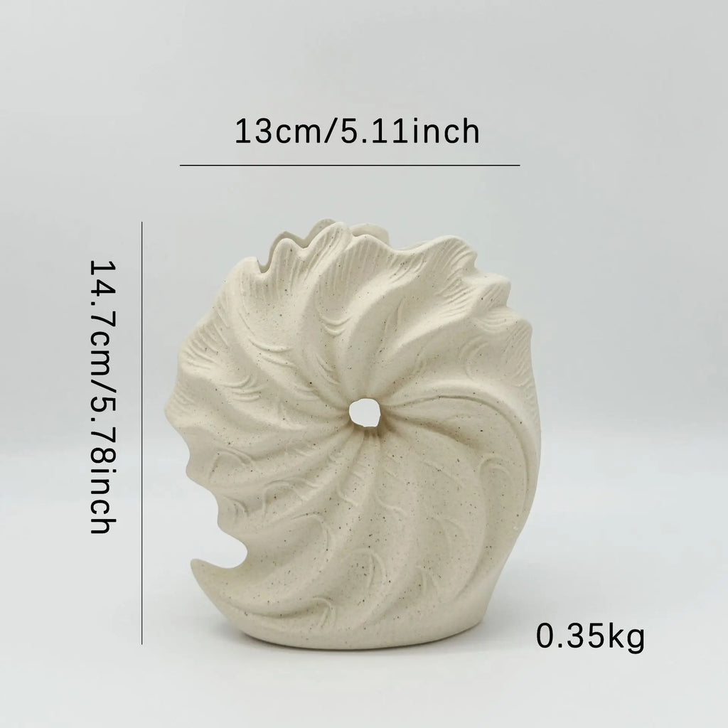 Norév Ocean Conch Shape Vase Simple Beige Ceramic