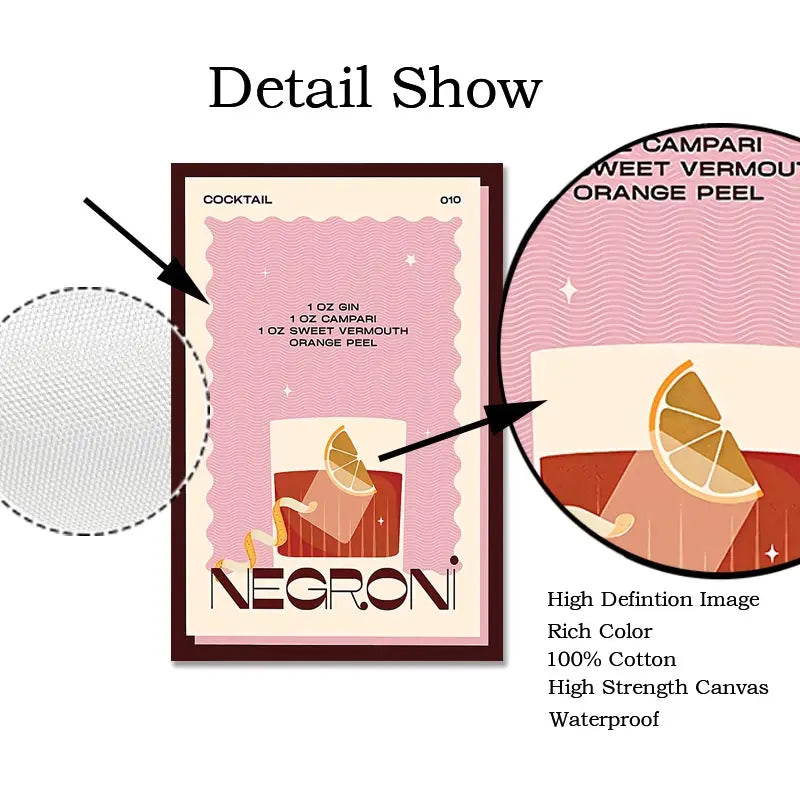 Cocktail Mojito Juice Drinks Bar Vintage Wall Art