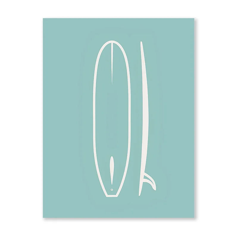 Nordic Minimalist Poster Surfing Sun Waves Print