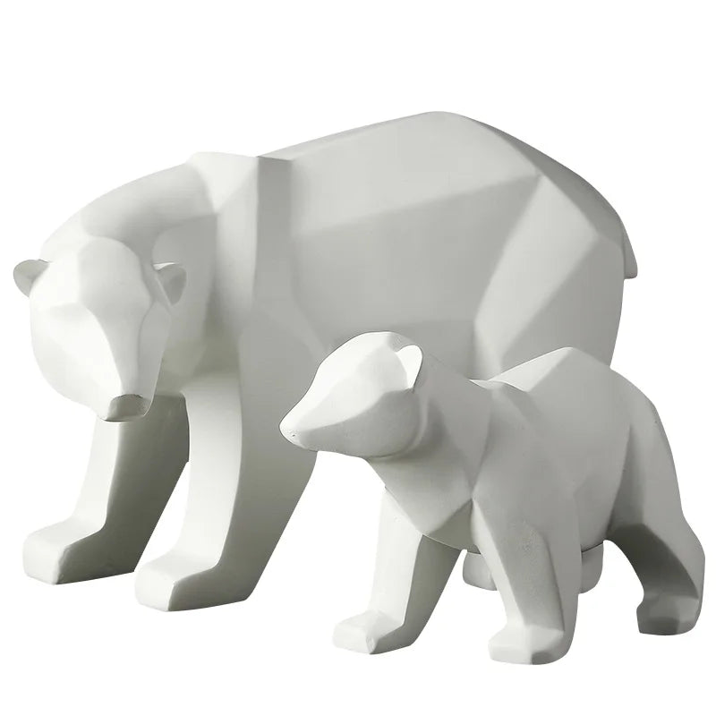 Norév Bear Sculpture Geometric Resin Polar Bear