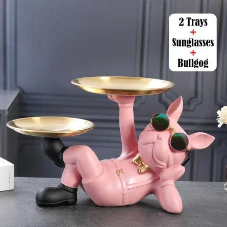 Guérip Relaxed Bulldog Tray Sculpture