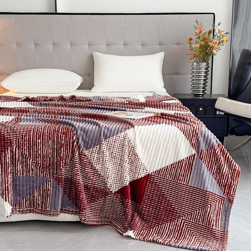 Geometric Flannel Throw Blanket