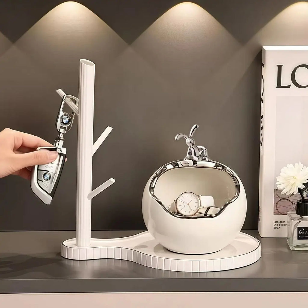 Ceramic Bunny Storage Bowl with Silver Accent