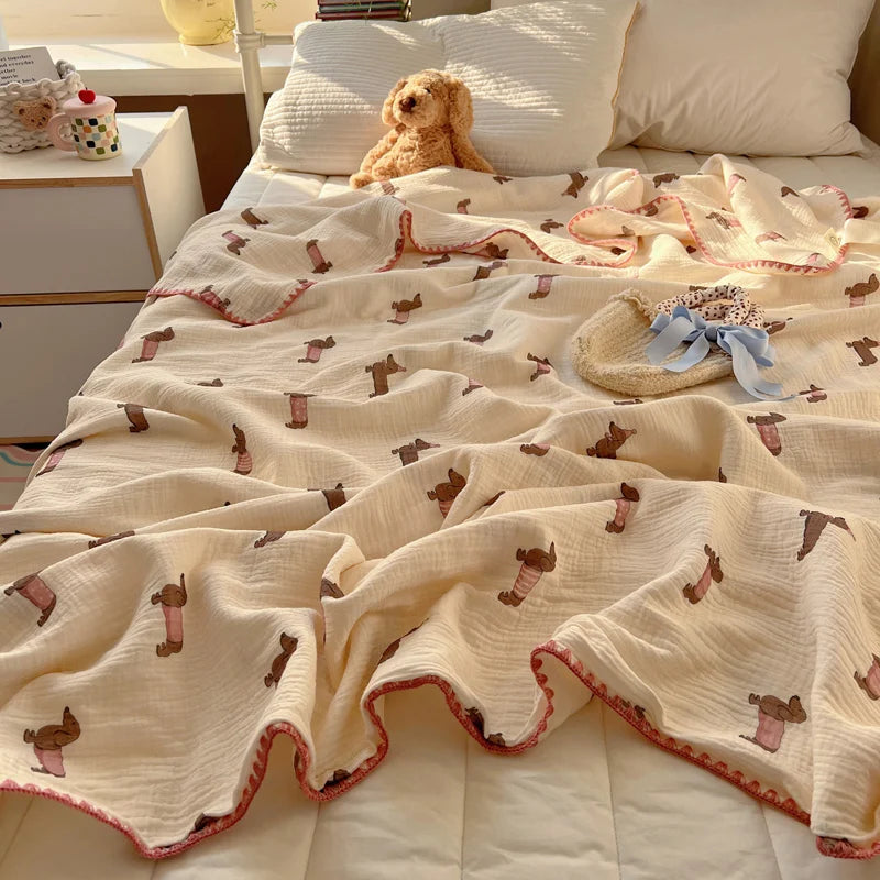 Printed Cotton Muslin Throw Blanket