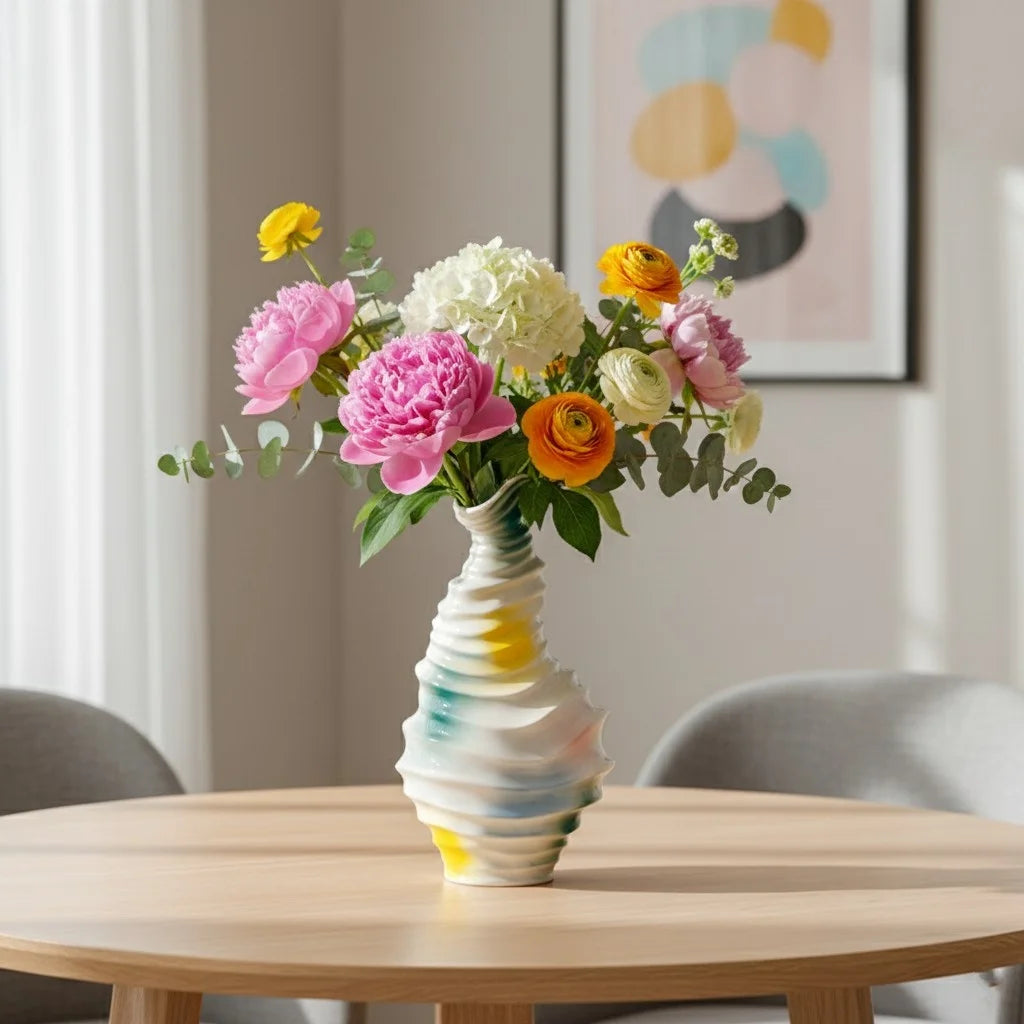 Norév Modern Wavy Ceramic Vase Abstract Boho Nordic