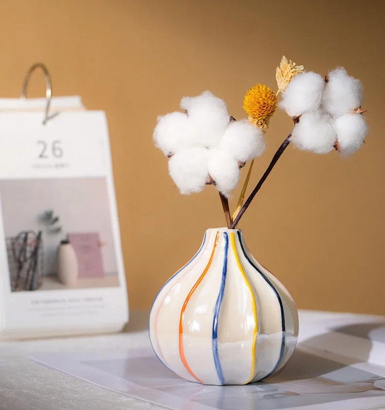 Norév Colorful Stripe Ceramic Vase