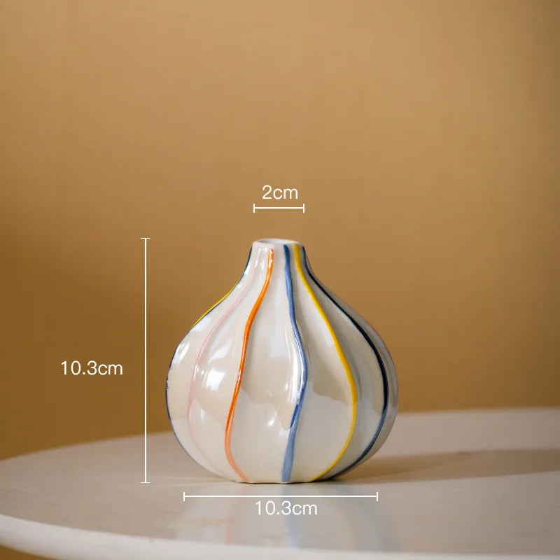Norév Colorful Stripe Ceramic Vase