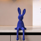Norév Flocked Resin Bunny Statue Velvet Touch Rabbit