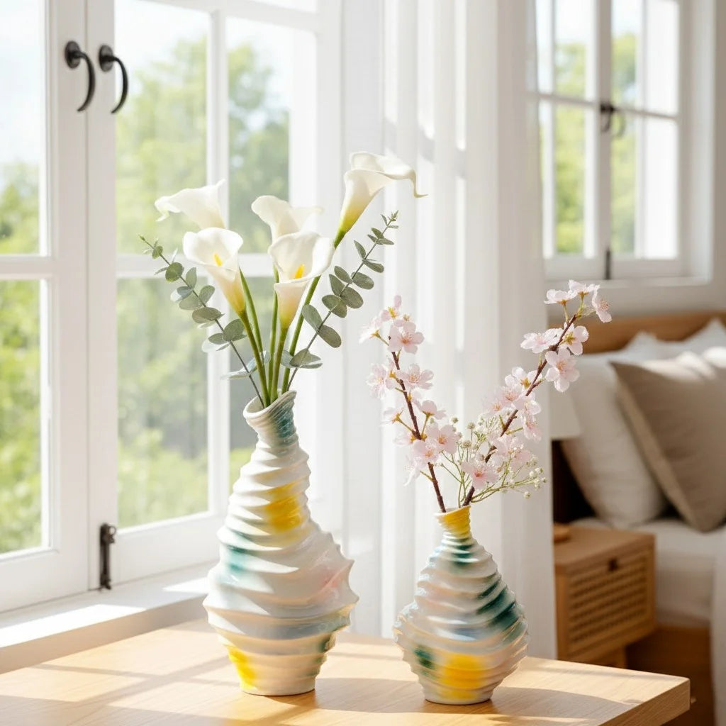 Norév Modern Wavy Ceramic Vase Abstract Boho Nordic