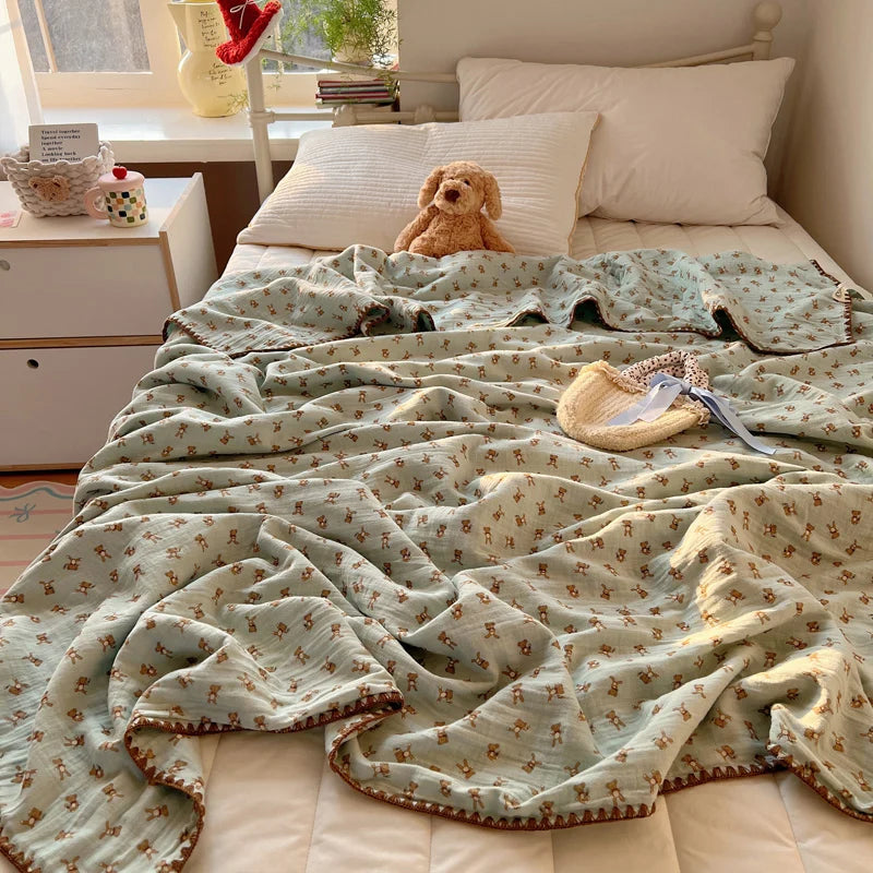 Printed Cotton Muslin Throw Blanket