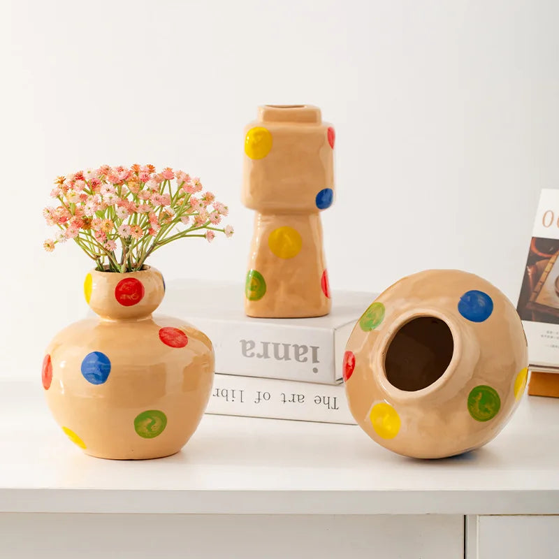 Norév Ceramic Vase Beige Pop Art