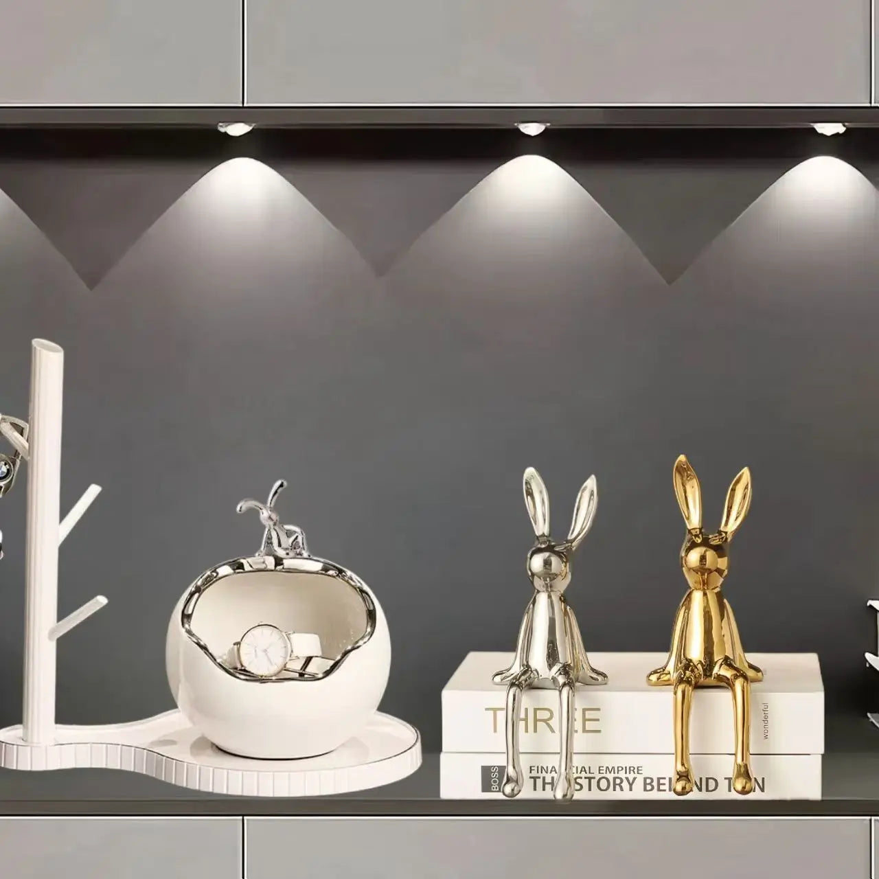 Norév Ceramic Bunny Tray Statue Key Holder Candy Bowl Jewelry