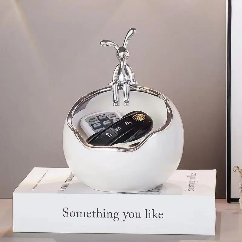 Norév Ceramic Bunny Tray Statue Key Holder Candy Bowl Jewelry