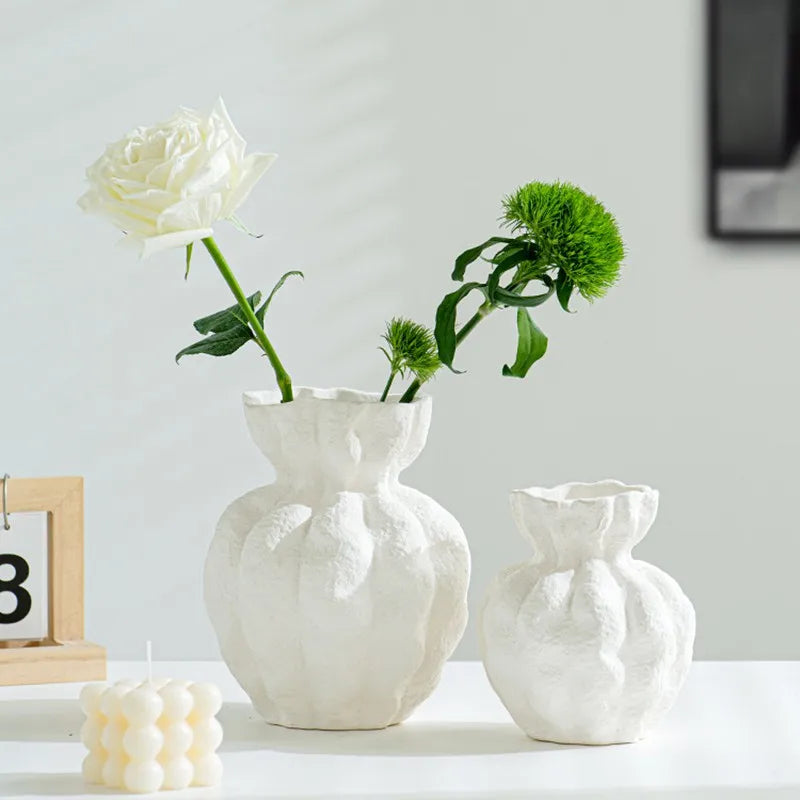 Norév Nordic White Ceramic Vase Centerpiece Ornament