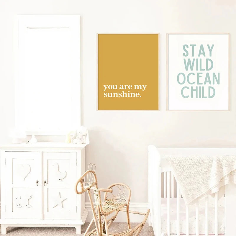 Nordic Minimalist Poster Surfing Sun Waves Print