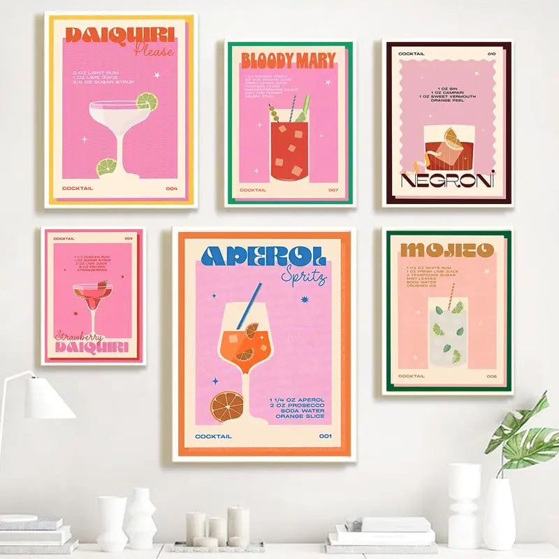 Cocktail Mojito Juice Drinks Bar Vintage Wall Art
