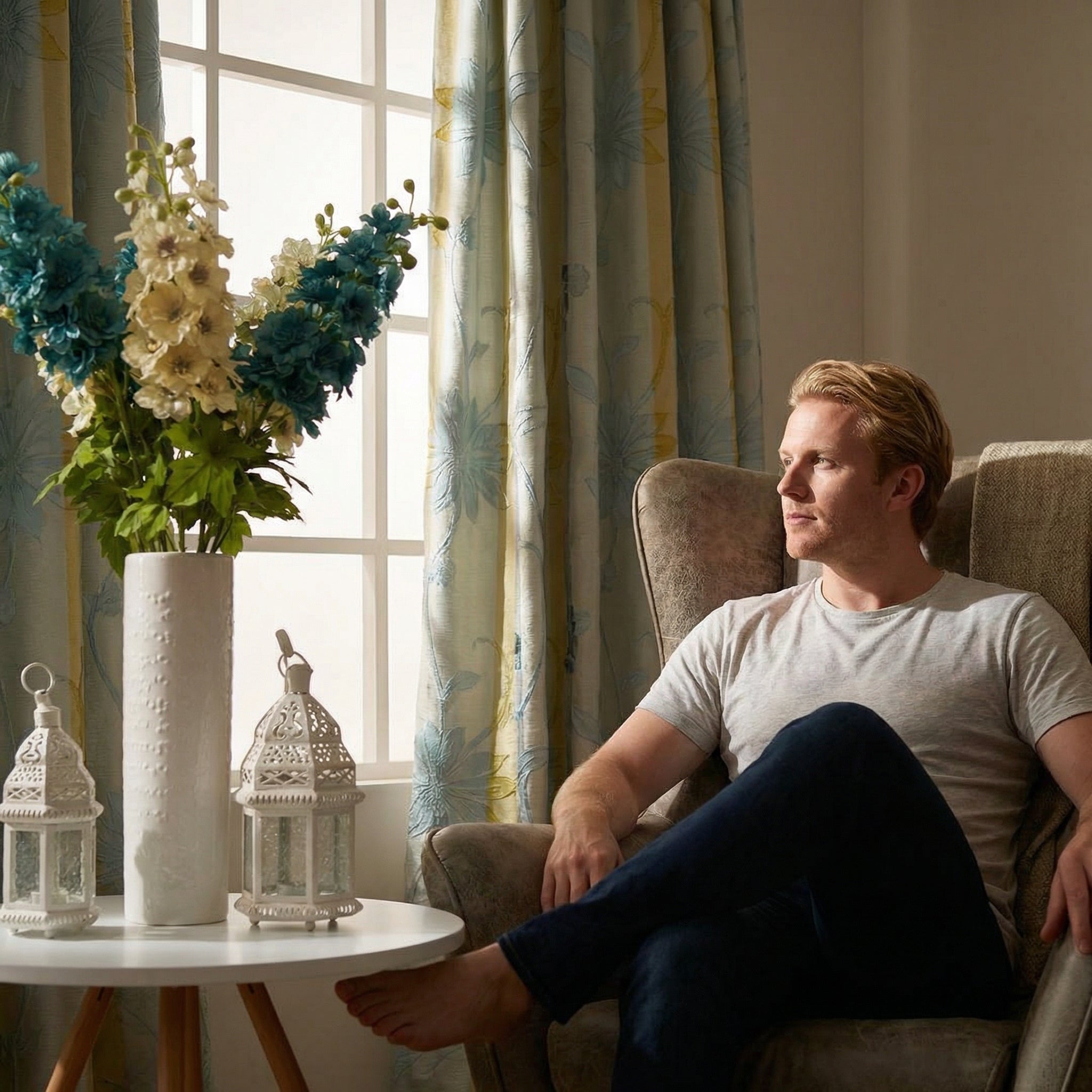 Lotus Jacquard Botanical Curtain Panel