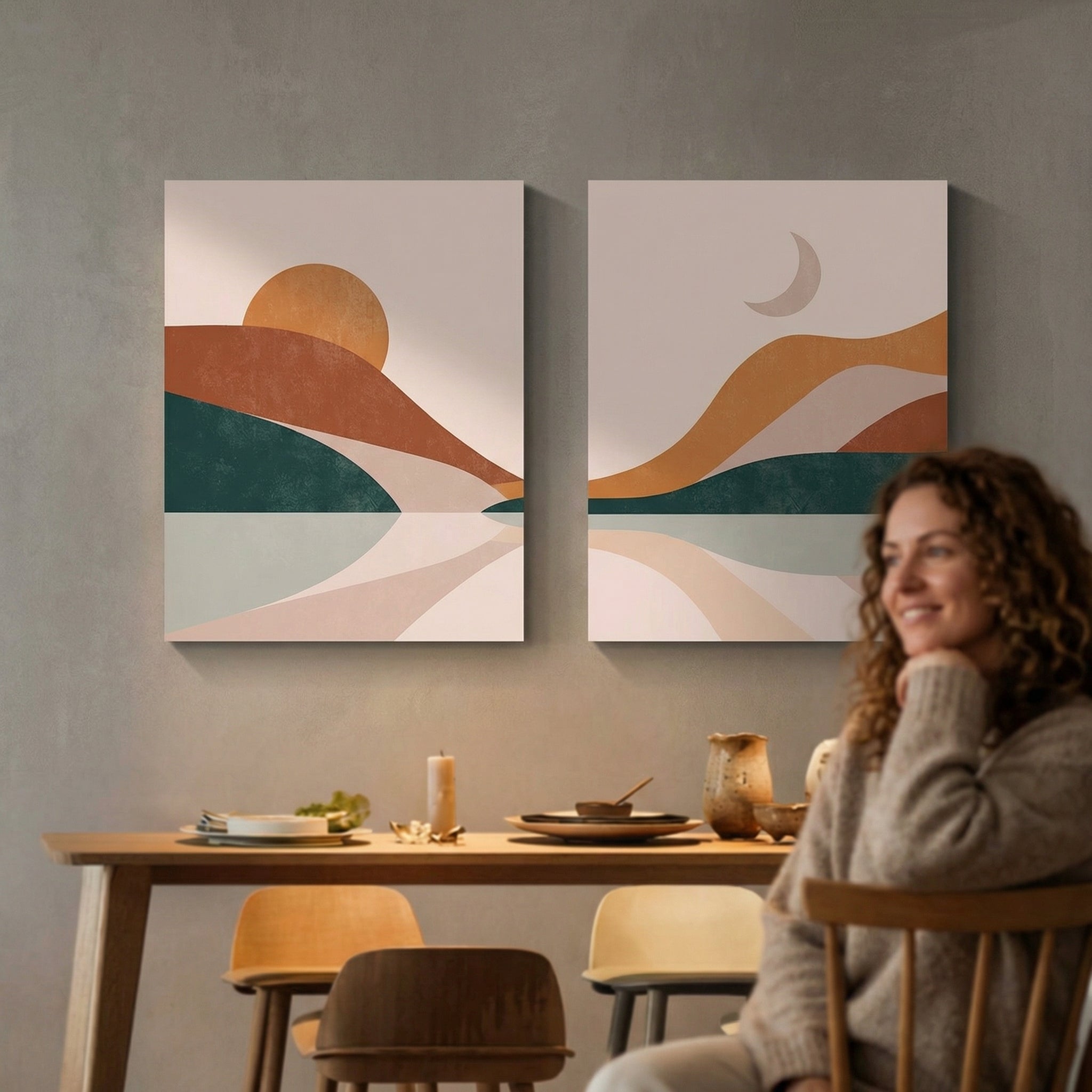 Abstract Horizon Diptych Canvas Art