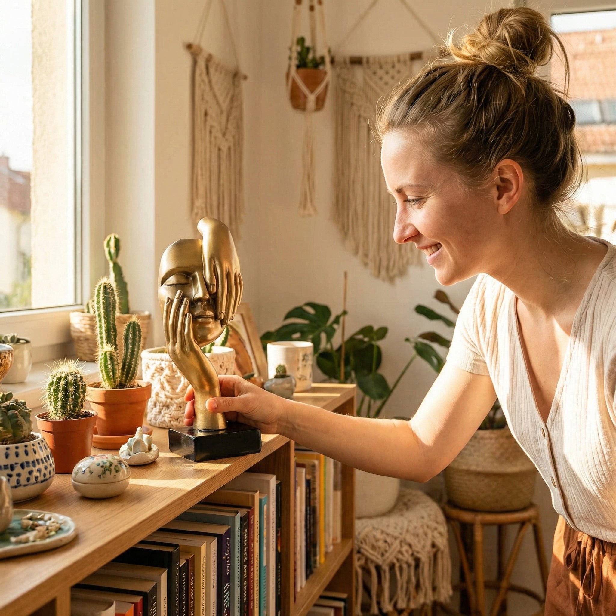 Abstract Face & Hand Sculpture