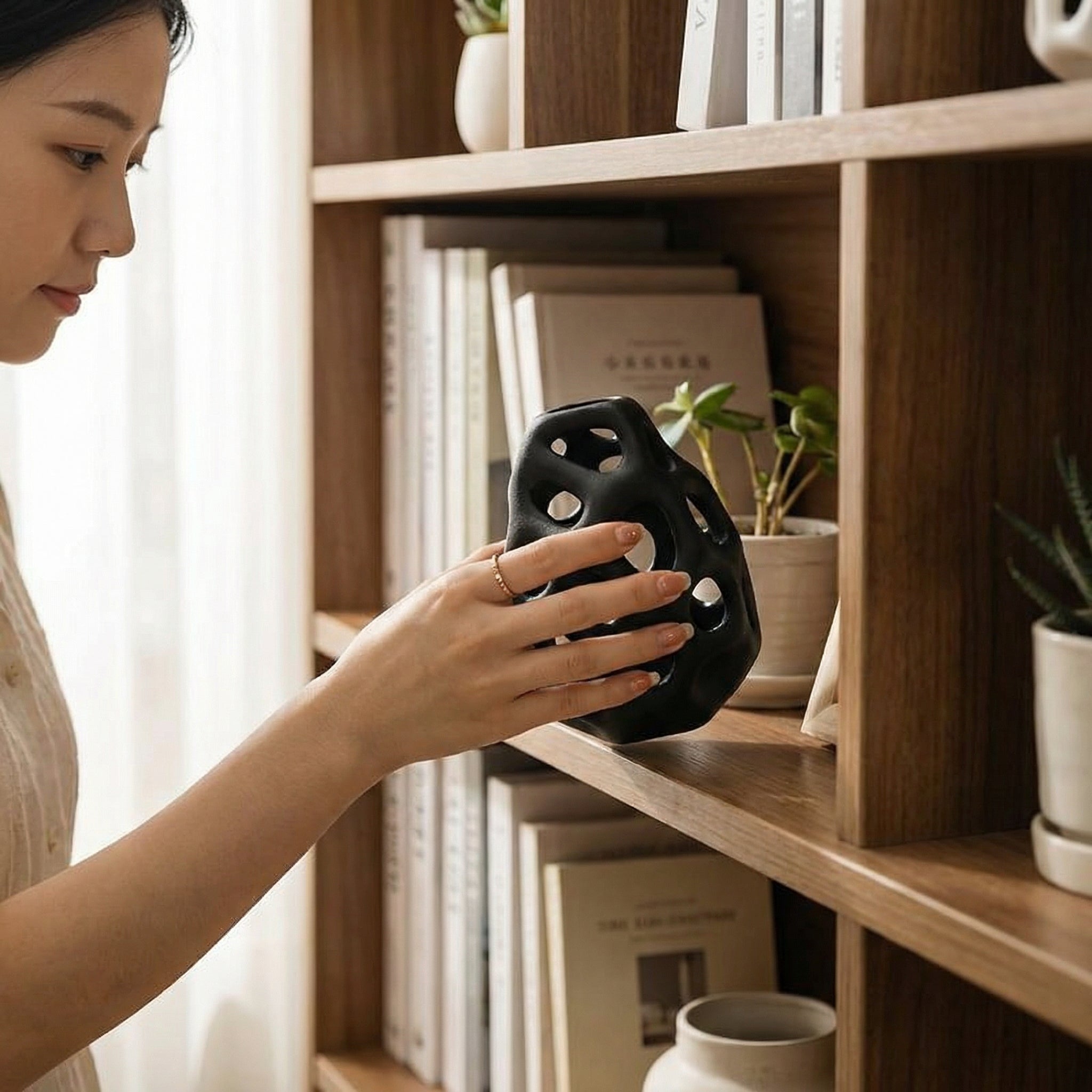 Sculptural Hollow Ceramic Tabletop Vase