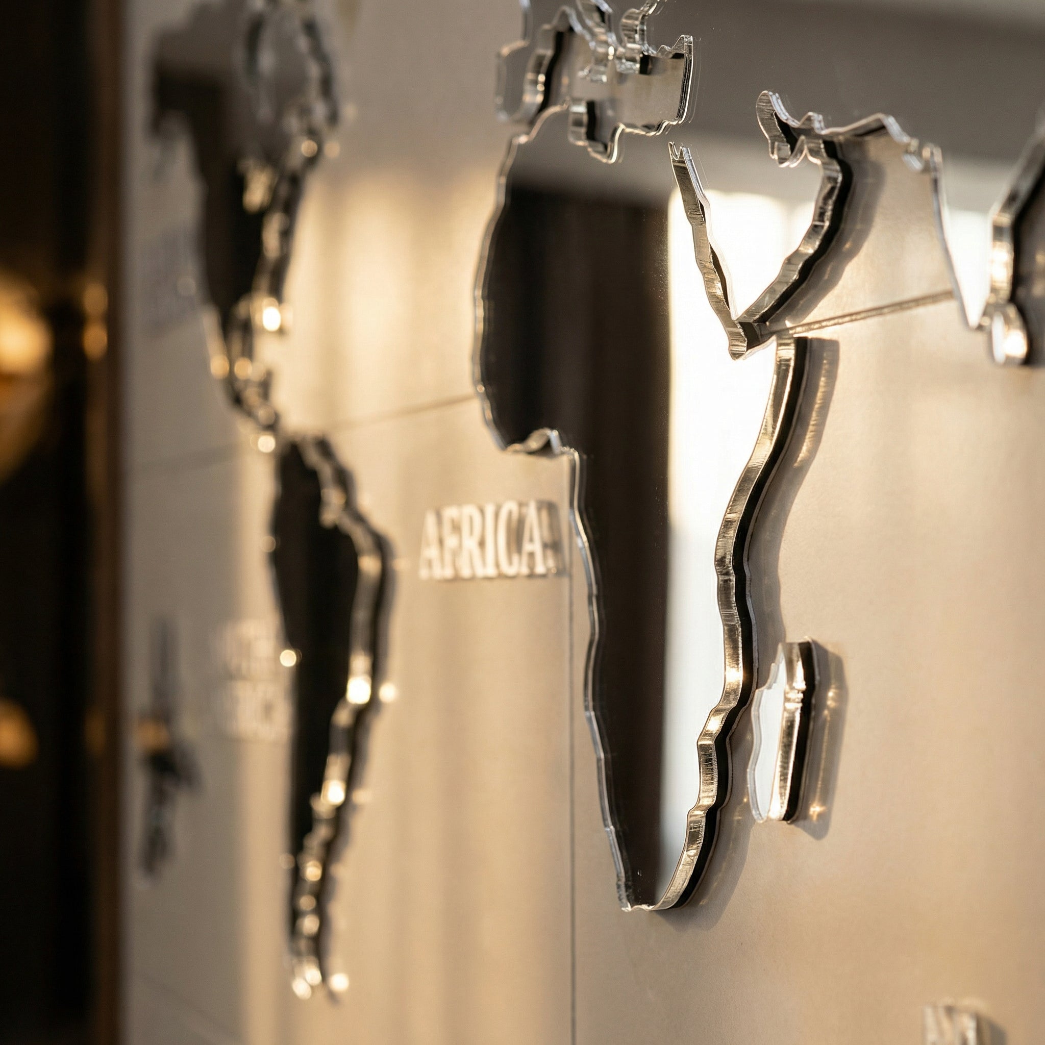 Reflective World Map Wall Art