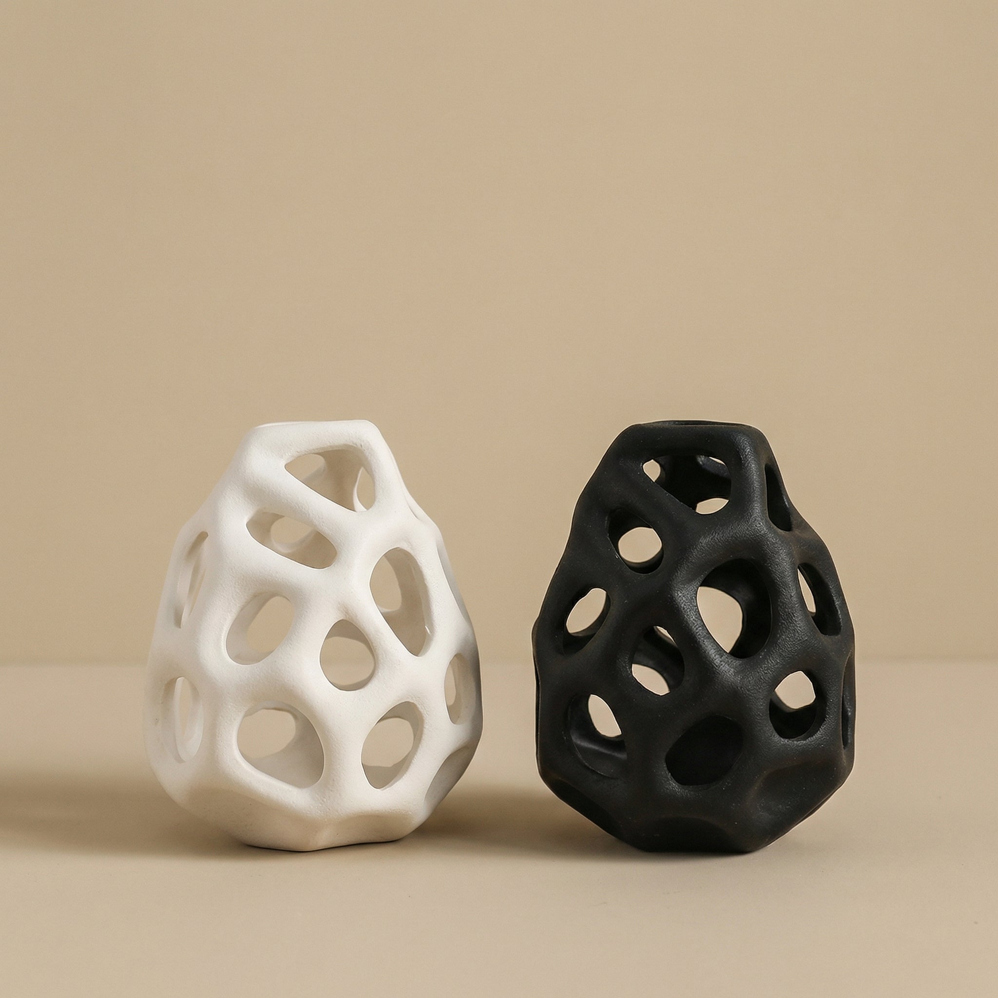 Sculptural Hollow Ceramic Tabletop Vase