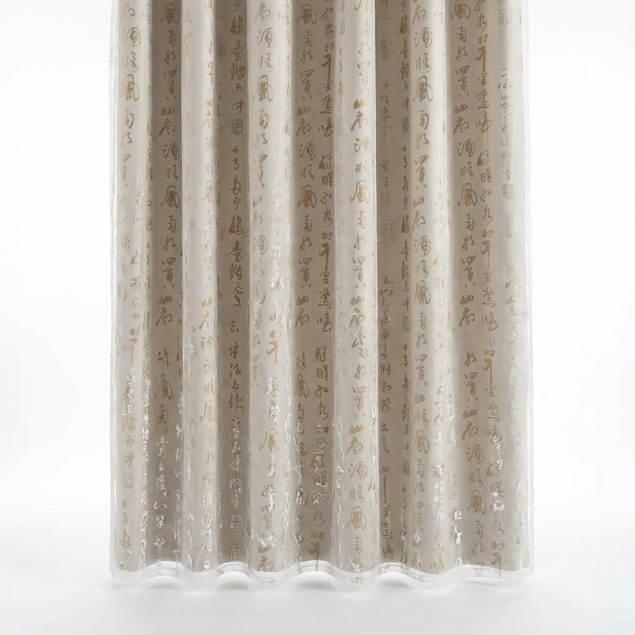 Calligraphy Print Sheer Curtain Panel