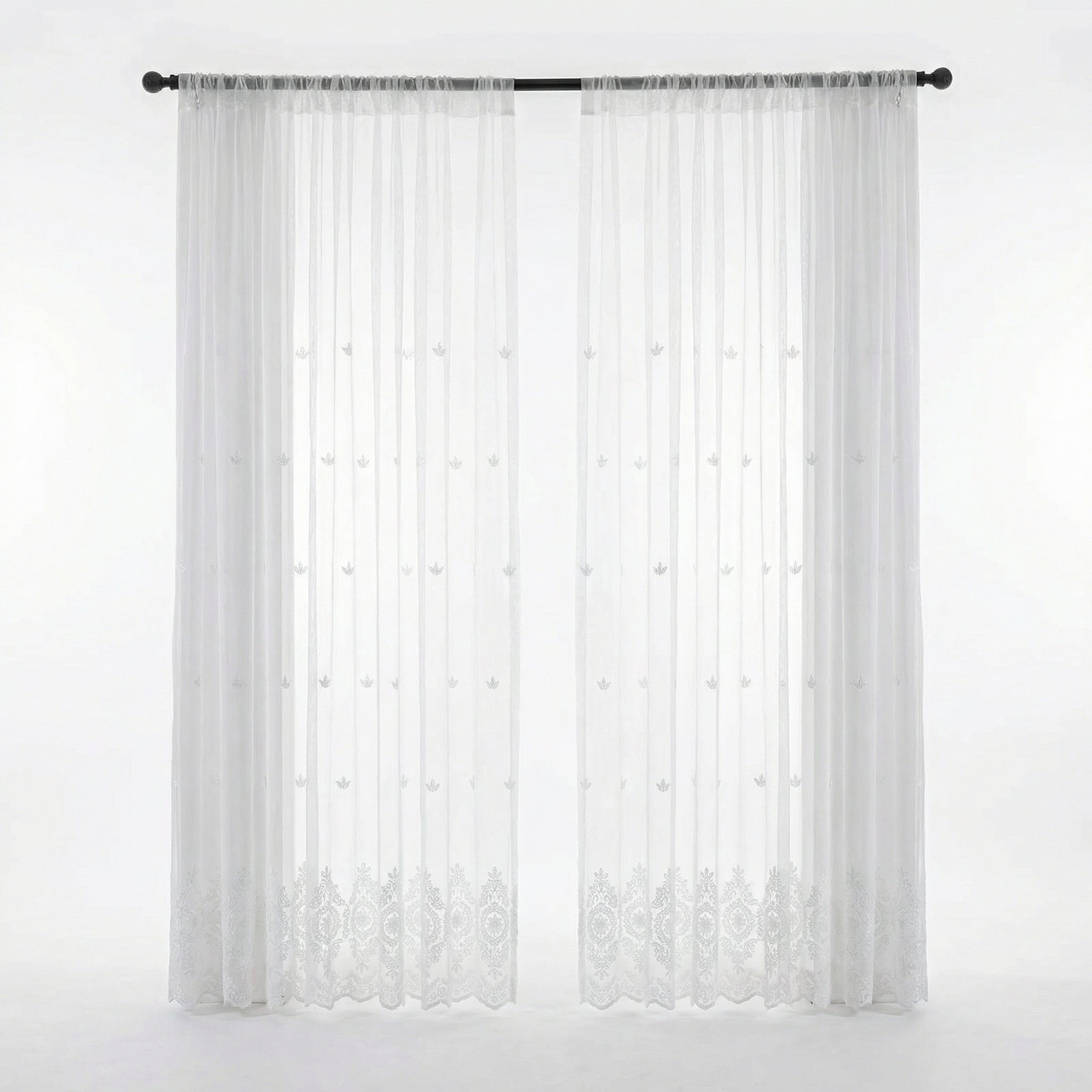 Embroidered Sheer Lace Curtain Panel