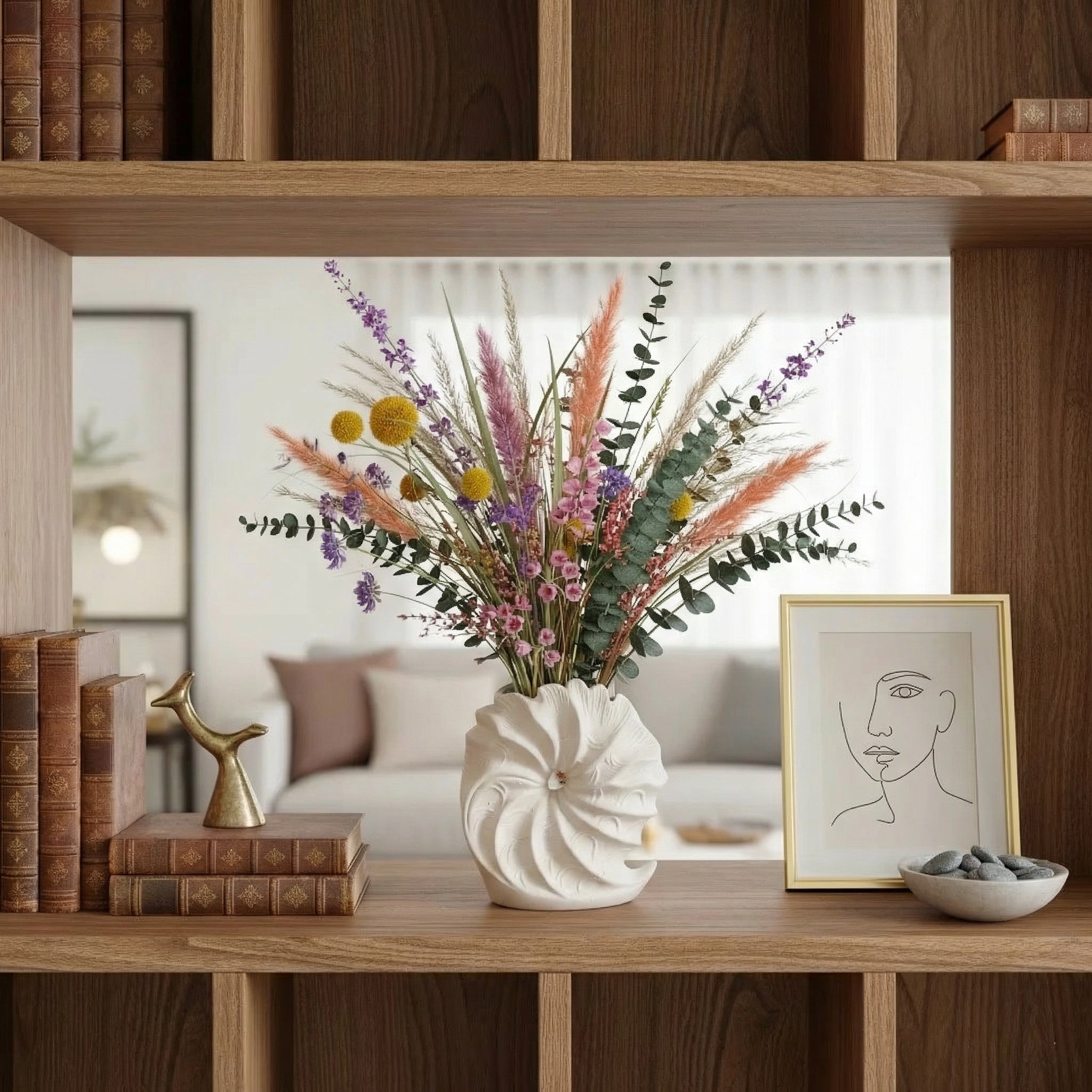 Sculptural Shell Swirl Ceramic Tabletop Vase