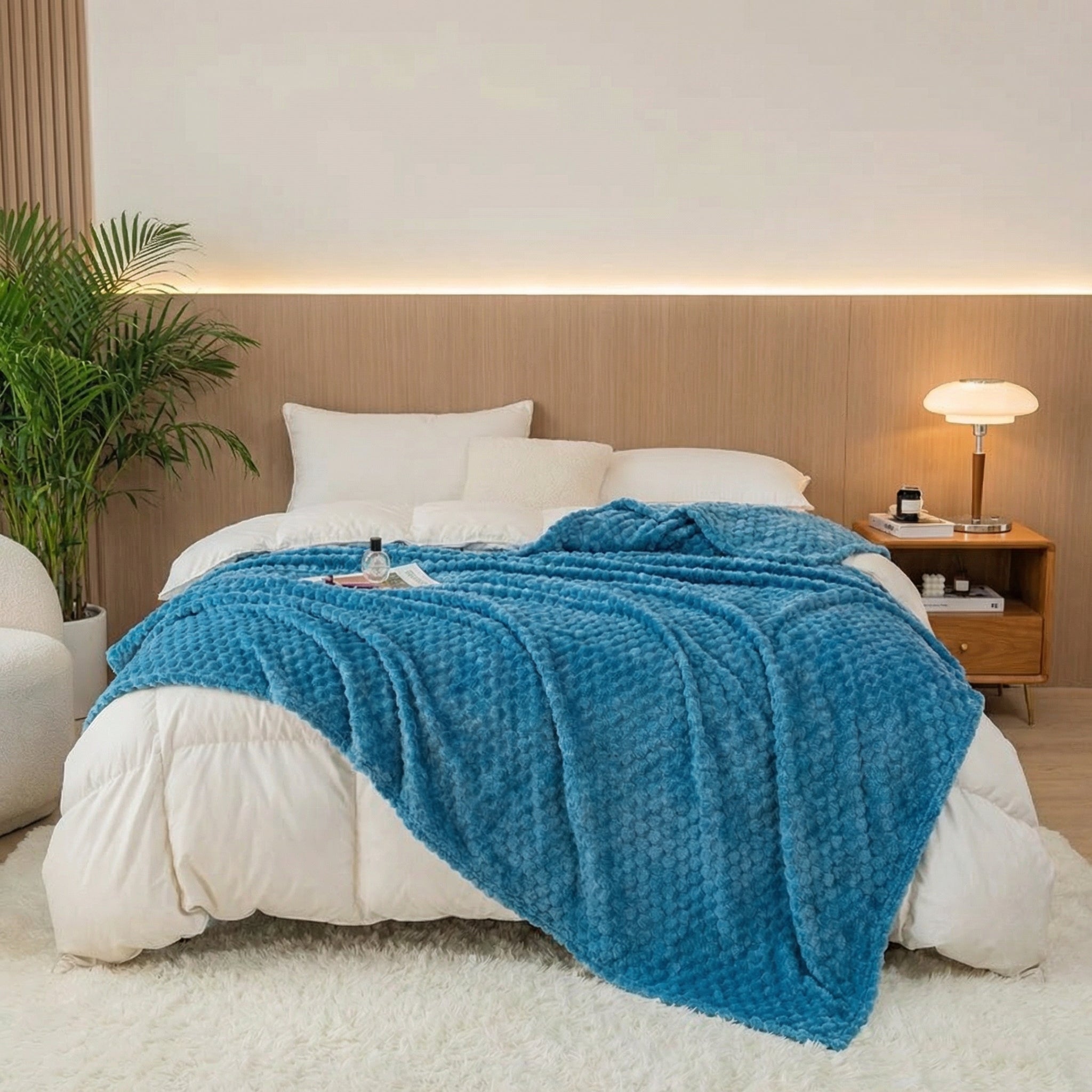 Textured Flannel Throw Blanket