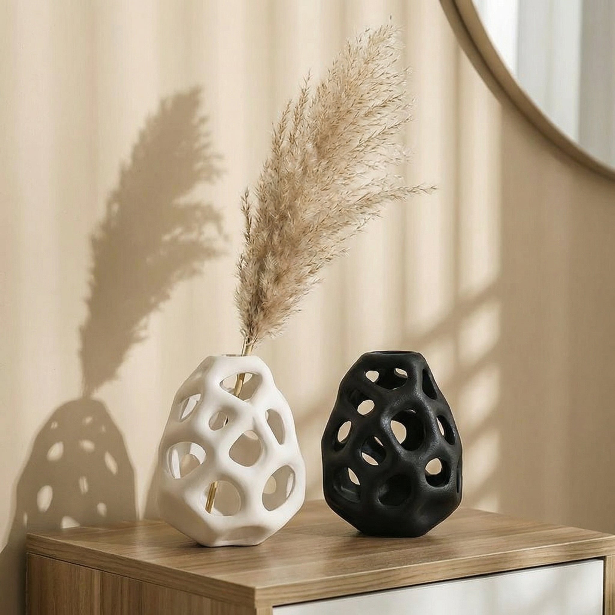 Sculptural Hollow Ceramic Tabletop Vase